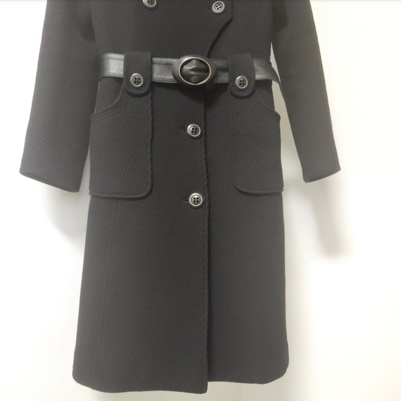 MACKAGE WOOL BLEND HIGH NECK BELTED BUTTON UP COAT - Picture 7 of 14